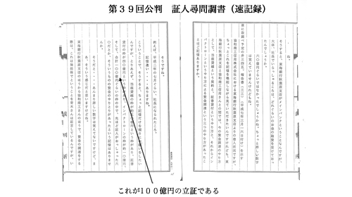 第３９回公判　証人尋問調書（速記録）