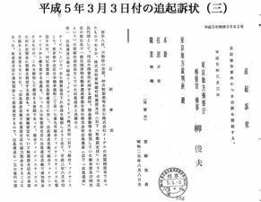 平成5年3月3日付の追起訴状(三)